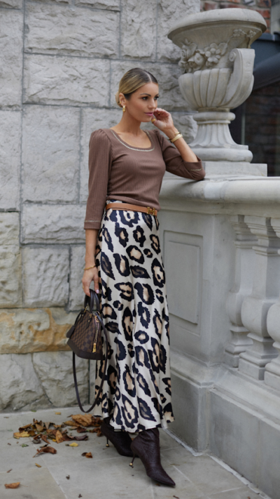 CARMEL spódnica FASHION złoto cętki