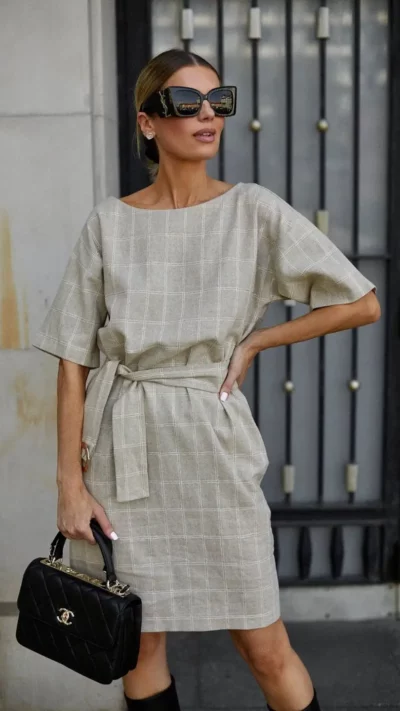 CARMEL sukienka lniana SEVILLA kratka