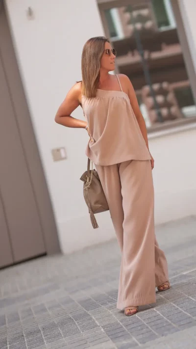 BASTET Top na ramiączkach wiskoza beżowy