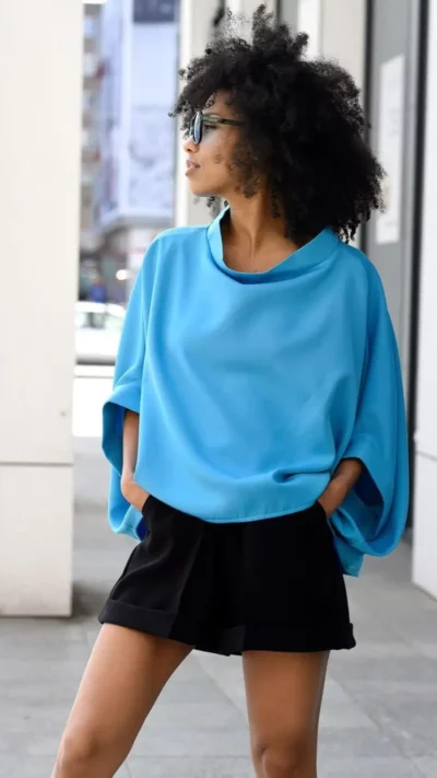 MISS CITY OFFICIAL Bluzka kimono wiskoza (niebieski)