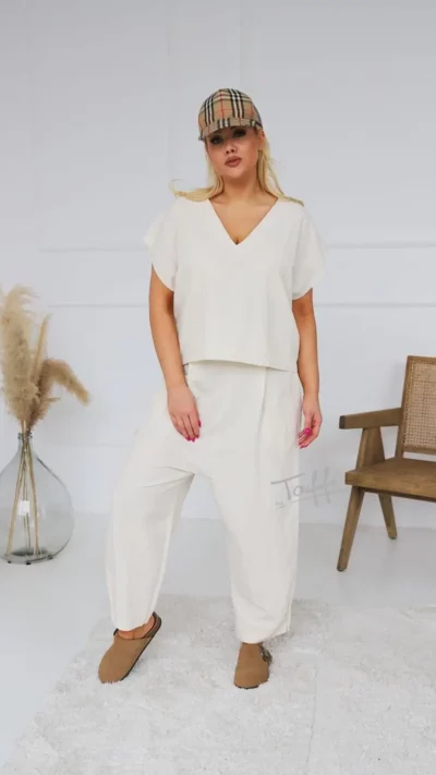 TAFFI Komplet lniany SIENNA ecru