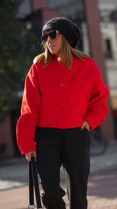 BASTET Kurtka Bomberka z Flauszu (czerwona)