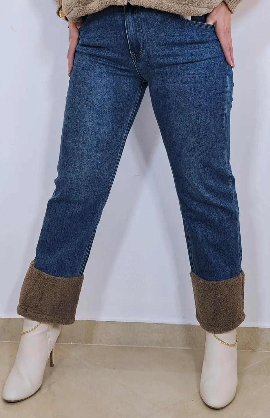 spodnie jeansowe boho baranek 2