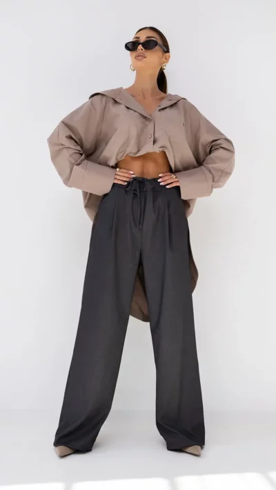 MISS CITY OFFICIAL Damskie Spodnie Broken Silence (grafitowy)