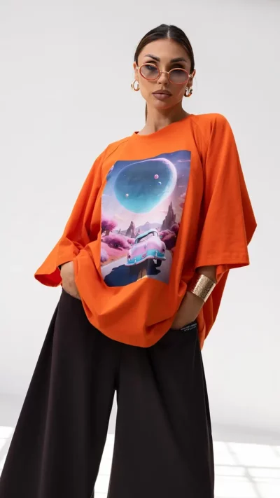 MISS CITY OFFICIAL T-shirt damski Car (pomarańcz)