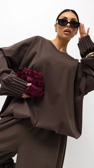 MISS CITY OFFICIAL Damska Bluzka Love Me Not (brązowy)