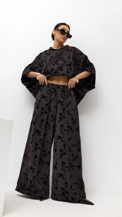 MISS CITY OFFICIAL Damskie Spodnie Roses (brązowy)